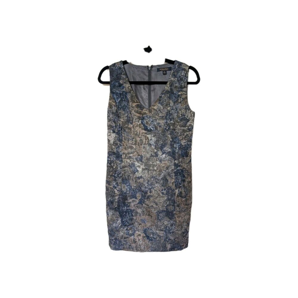 Brooks Brothers Shift Dress Sleeveless Blue Gray Office Business sz 12